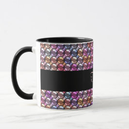 Taza De Café Diamante de imitación colorido con nombre personal