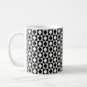 Taza De Café Diamante de Rhombus blanco negro