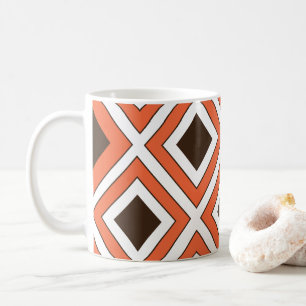 Taza De Café Diamante geométrico naranja marrón