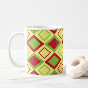 Taza De Café Diamante Geométrico Rojo Verde