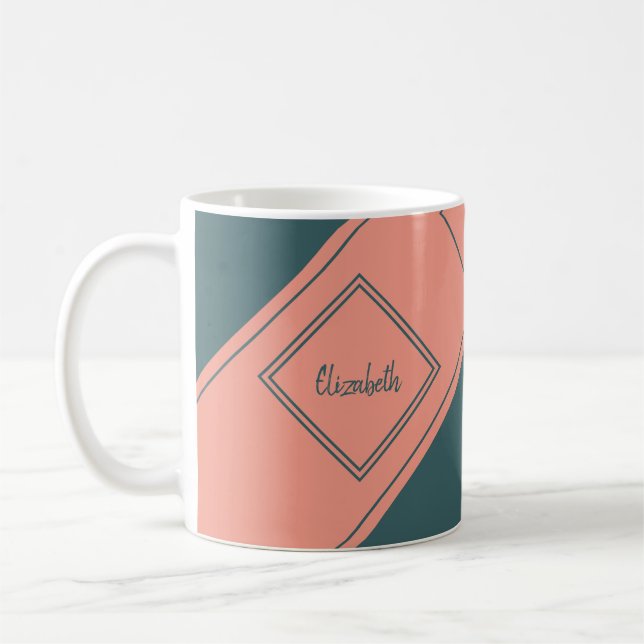 Taza De Café Diamante Geométrico Simple Diagonal Moderno (Izquierda)