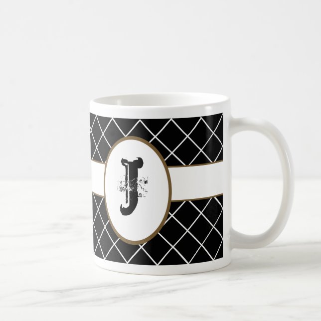 Taza De Café Diamante negro con monograma (Derecha)