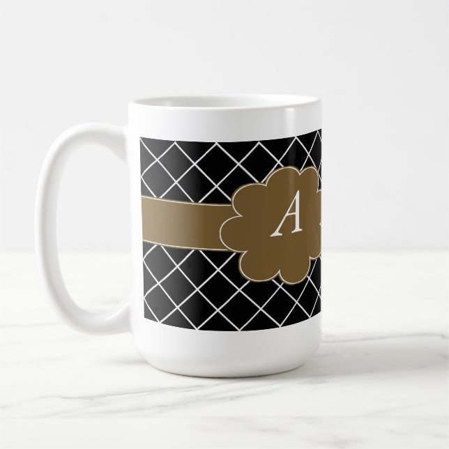 Taza De Café Diamante negro monogramado (Izquierda)