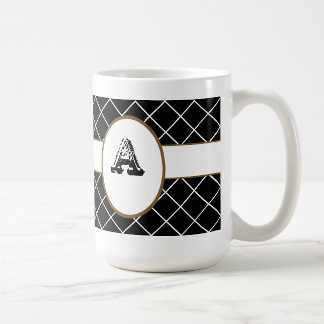 Taza De Café Diamante negro monogramado (Derecha)