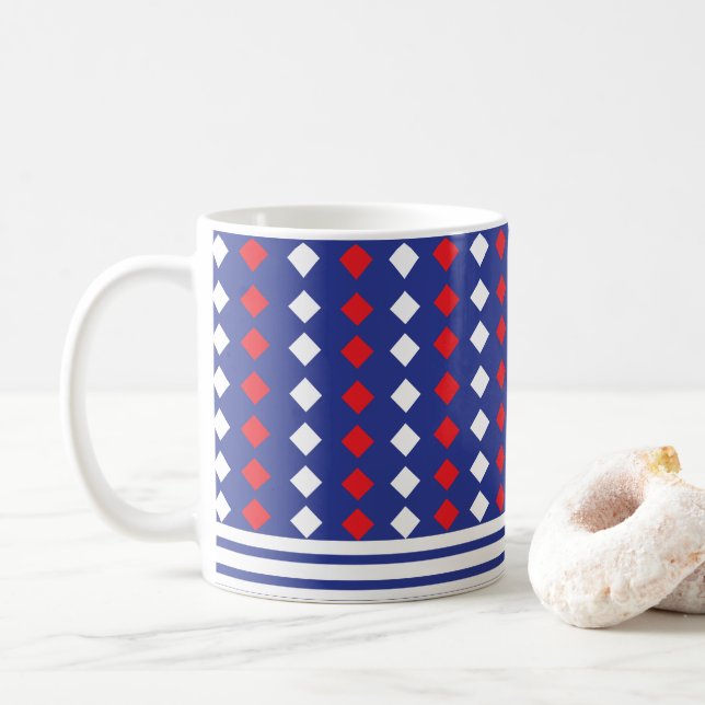 Taza De Café Diamante Rojo Blanco Moderno (Con donut)