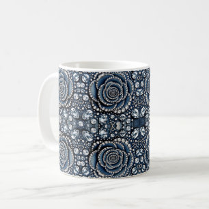 Taza De Café Diamante Rosa y Denim Glam Bling Joyas