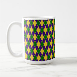 TAZA DE CAFÉ DIAMANTE VERDE PURPLE AMARILLO MARDI GRAS