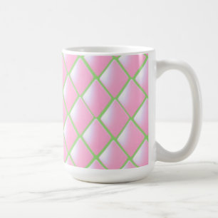 Taza De Café Diamantes acolchados rosas y verdes