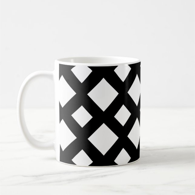 Taza De Café Diamantes blancos en negro (Izquierda)