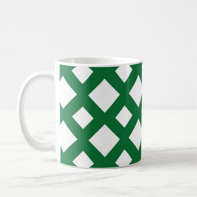 Taza De Café Diamantes blancos en verde (Izquierda)