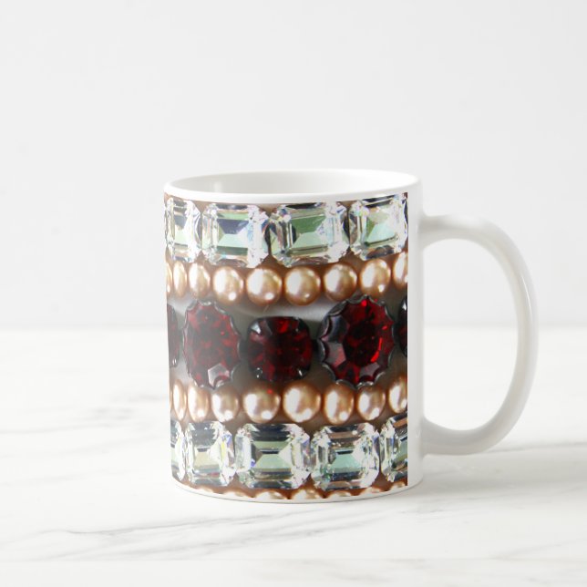 Taza De Café Diamantes de imitación y perlas - joyas antiguas (Derecha)