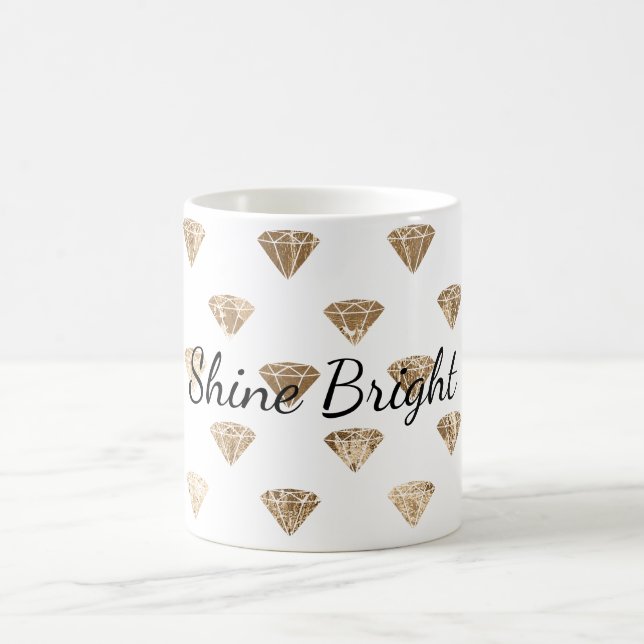 Taza De Café Diamantes de oro de glam blanco (Centro)