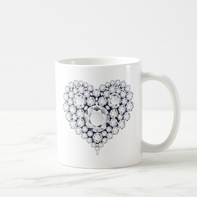 Taza De Café Diamantes gemas del corazón (Derecha)