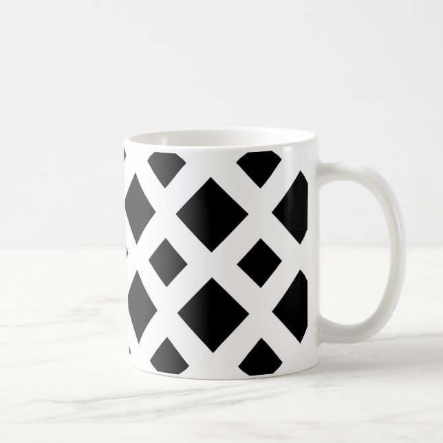 Taza De Café Diamantes negros sobre blanco (Derecha)