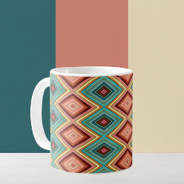 Taza De Café Diamantes y franjas de colores múltiples y suaves