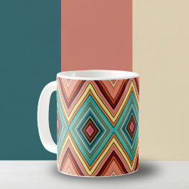 Taza De Café Diamantes y franjas de colores múltiples y suaves
