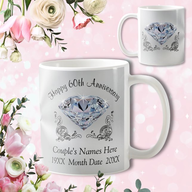 Taza De Café DIAMOND personalizado Regalos de feliz 60 aniversa (Subido por el creador)