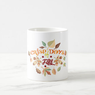 Taza De Café Días Crujientes de Tipografía de Hojas de Otoño Di
