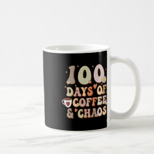 Taza De Café Días De Café Y Caos 100° Día De Enseñanza Escolar