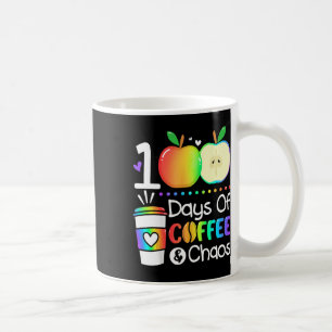 Taza De Café Días De Café Y Caos 100° Día De La Escuela Para T