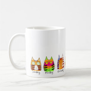 Taza De Café Días de la Semana Gatos Divertidos Días