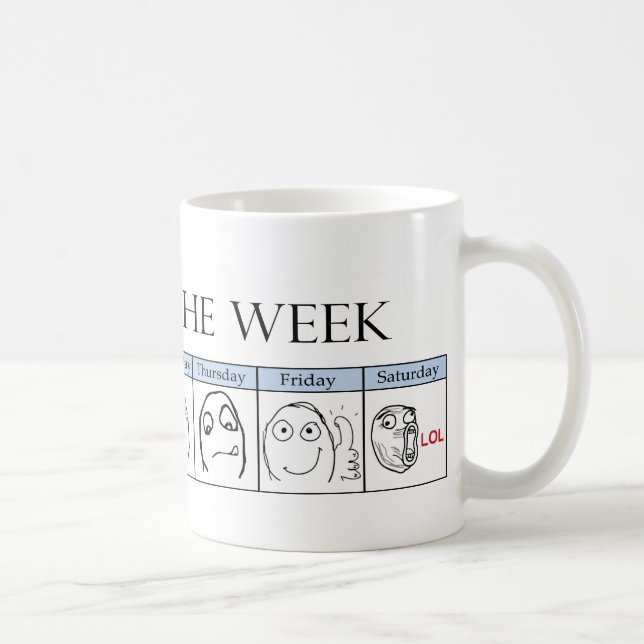 Taza De Café Días de la semana Memes (Derecha)
