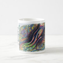Taza de café dibujada mano #anxiety colorida del