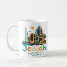 Dibujado a mano Jeddah Arabia Saudita Arte de viaj