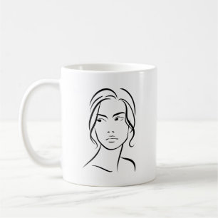Taza De Café Dibujo 4 de una línea de la mujer