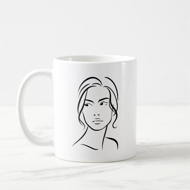 Taza De Café Dibujo 4 de una línea de la mujer (Izquierda)