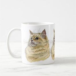 Taza De Café Dibujo a mano divertido y esponjoso gato Ragdoll