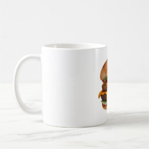Taza De Café Dibujo acuarela de una deliciosa hamburguesa de qu