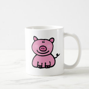 Taza De Café Dibujo animado de cerdo rosa lindo