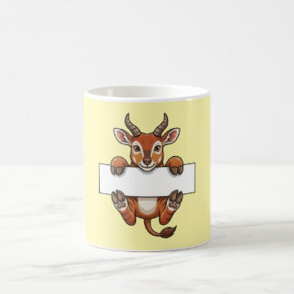 Taza De Café Dibujo animado de gacela linda sosteniendo una señ