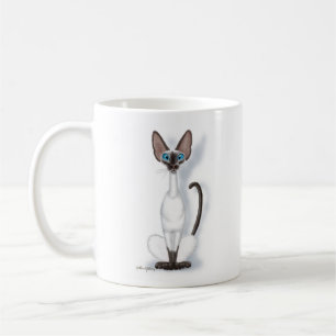 Taza De Café Dibujo animado de gato siamés alto y extravagante