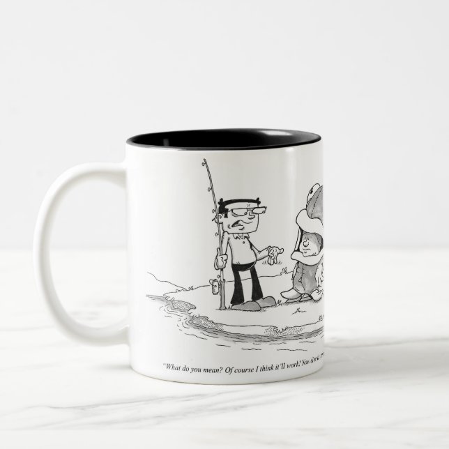 Taza de café - dibujo animado de la pesca - traje (Izquierda)