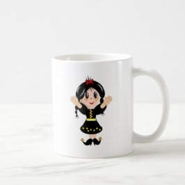 Taza De Café Dibujo animado de niña pequeña linda y feliz