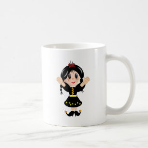 Taza De Café Dibujo animado de niña pequeña linda y feliz