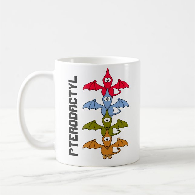 Taza De Café Dibujo animado de Pterodáctilo Jurásico (Izquierda)