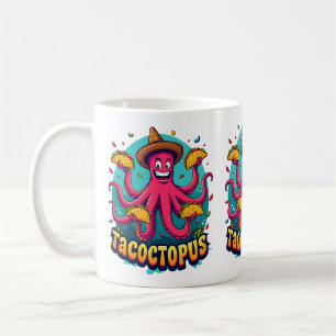 Taza De Café Dibujo Animado de Pulpo Divertido con Tacos Pun de