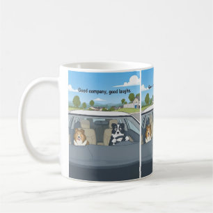 Taza De Café Dibujo animado de sheltie y border collie