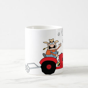 Taza De Café Dibujo animado de tractor de granjero divertido