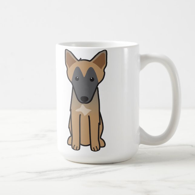 Taza De Café Dibujo animado del perro de Malinois del belga (Derecha)