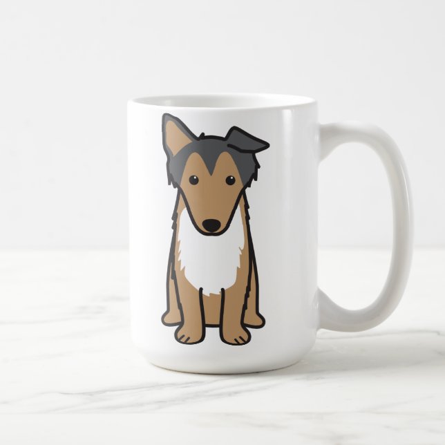 Taza De Café Dibujo animado del perro del collie (Derecha)