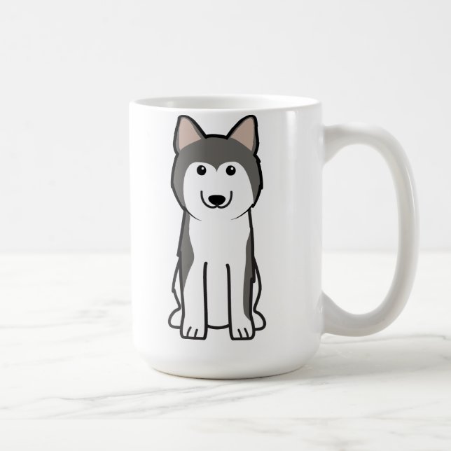 Taza De Café Dibujo animado del perro del husky siberiano (Derecha)