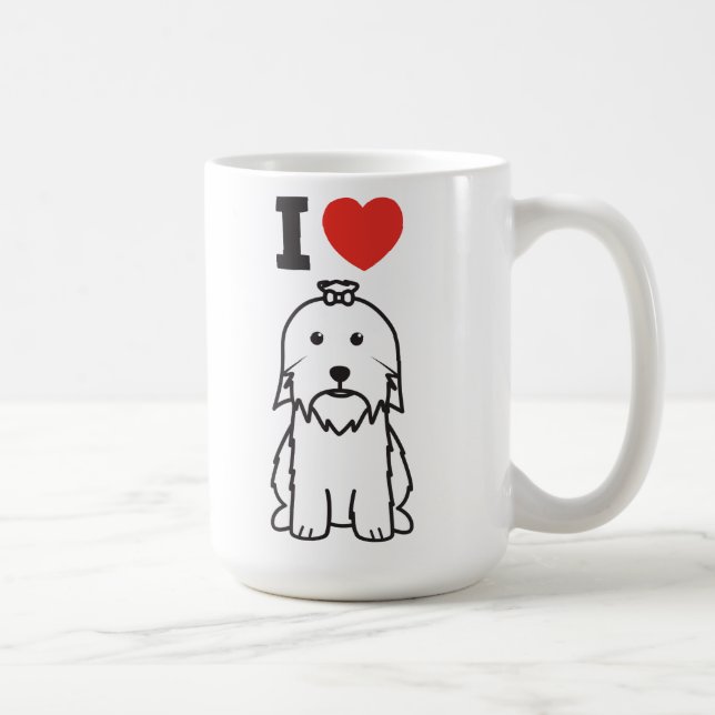 Taza De Café Dibujo animado del perro maltés (Derecha)