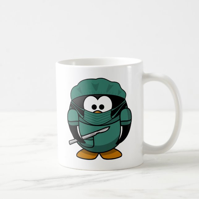 Taza De Café Dibujo animado del pingüino del cirujano (Derecha)