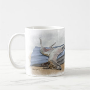Taza De Café Dibujo Animado Divertido de un Galgo Durmiendo