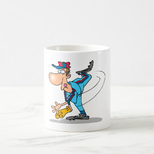 Taza De Café Dibujo animado divertido de un lanzador de béisbol