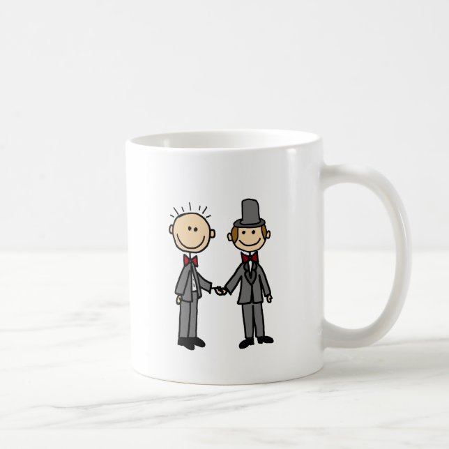 Taza De Café Dibujo animado divertido del matrimonio homosexual (Derecha)